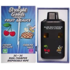 Straight Goods Cherry Distillate Vape with Chem Pie Sauce 6 Gram Dual Chamber Rechargeable Disposable Vape