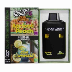 Straight Goods Apricot Peach Vape with Blue Lemonade 6 Gram Dual Chamber Rechargeable Disposable Vape