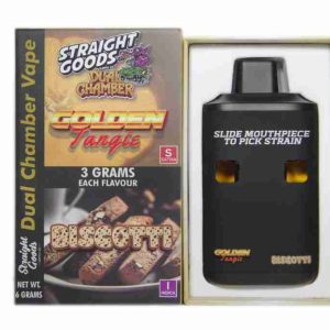 Straight Goods Golden Tangie Vape with Biscotti 6 Gram Dual Chamber Rechargeable Disposable Vape