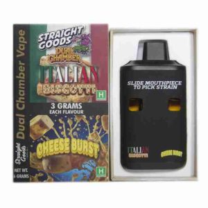 Straight Goods Dual Chamber Vape Italian Biscotti Cheese Burst 6 Gram Rechargeable Disposable Vape