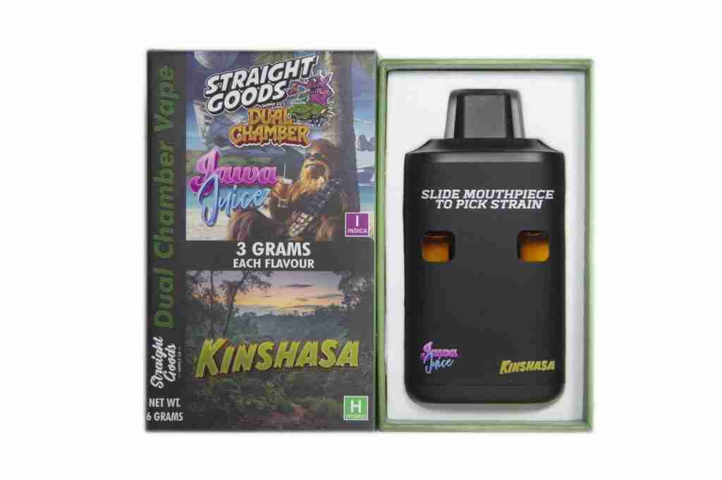 Straight Goods Dual Chamber Vape Jawa Juice Kinshasa 20 6 Gram Rechargeable Disposable Vape