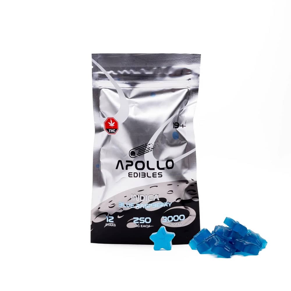 Apollo Edibles – Blue Raspberry Shooting Stars 3000mg THC Indica