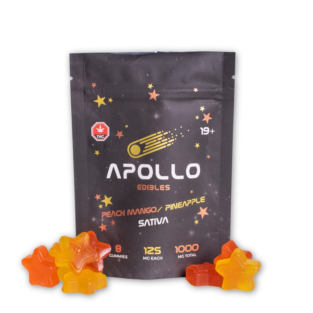 Apollo Edibles – Peach Mango/Pineapple Shooting Stars 1000mg THC Sativa