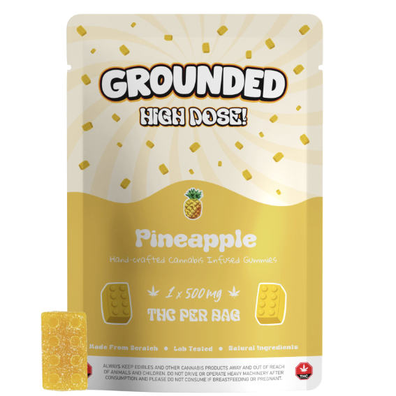 Grounded High Dose Bricks – Pineapple 500mg Gummies