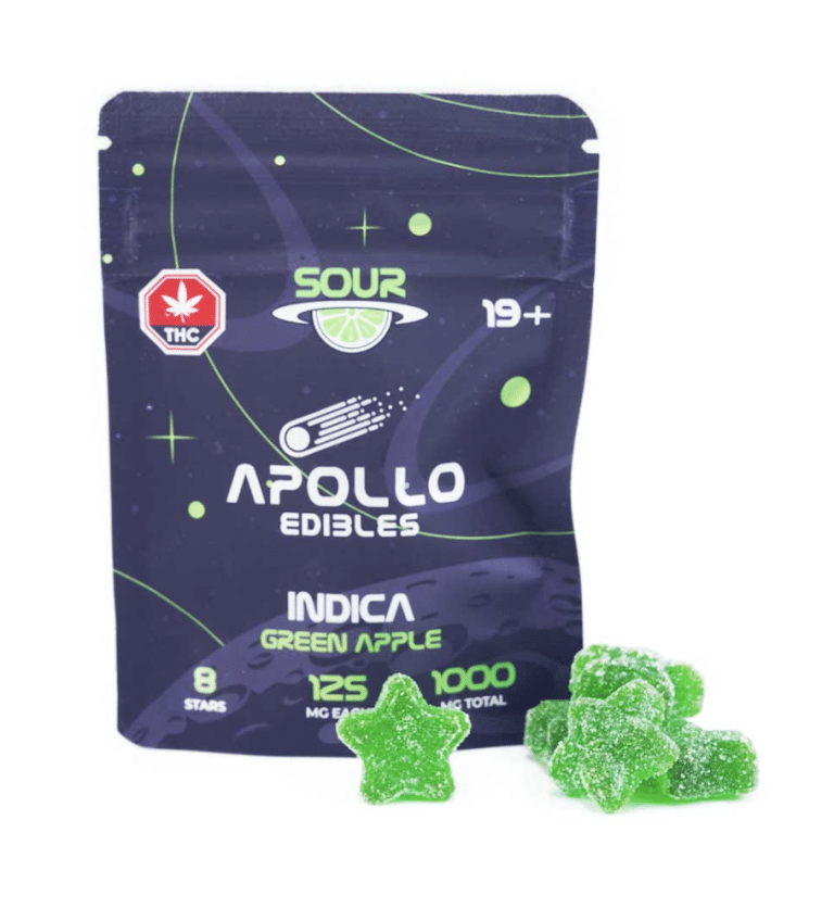 Apollo Edibles – Sour Green Apple Shooting Stars 1000mg