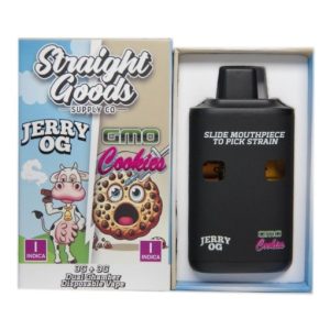 Straight Goods LCD Screen Dual Chamber Jerry OG GMO Cookies Vape 6 Gram Rechargeable Disposable Vape